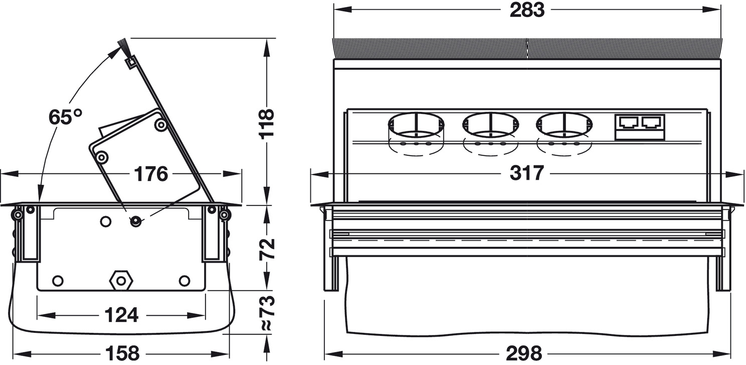 UTUG1 Utičnica ugradna za radnu pločuu, aluminijska